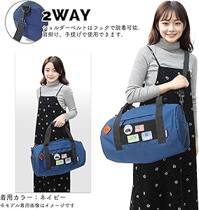 Amazon | ボストンバッグ ワッペン付 カスタマイズ 2WAY ショルダー